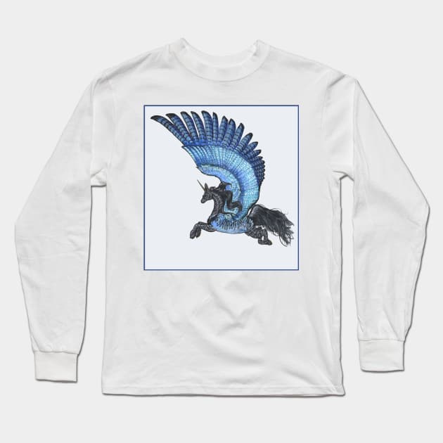 Bluebird Horse Long Sleeve T-Shirt by pegacorna